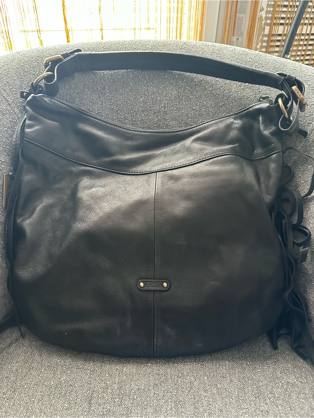 Frye Black Leather Fringe Shoulder Bag - Picture 5 of 10